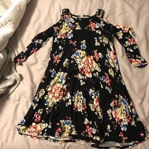 Cold-shoulder floral dress